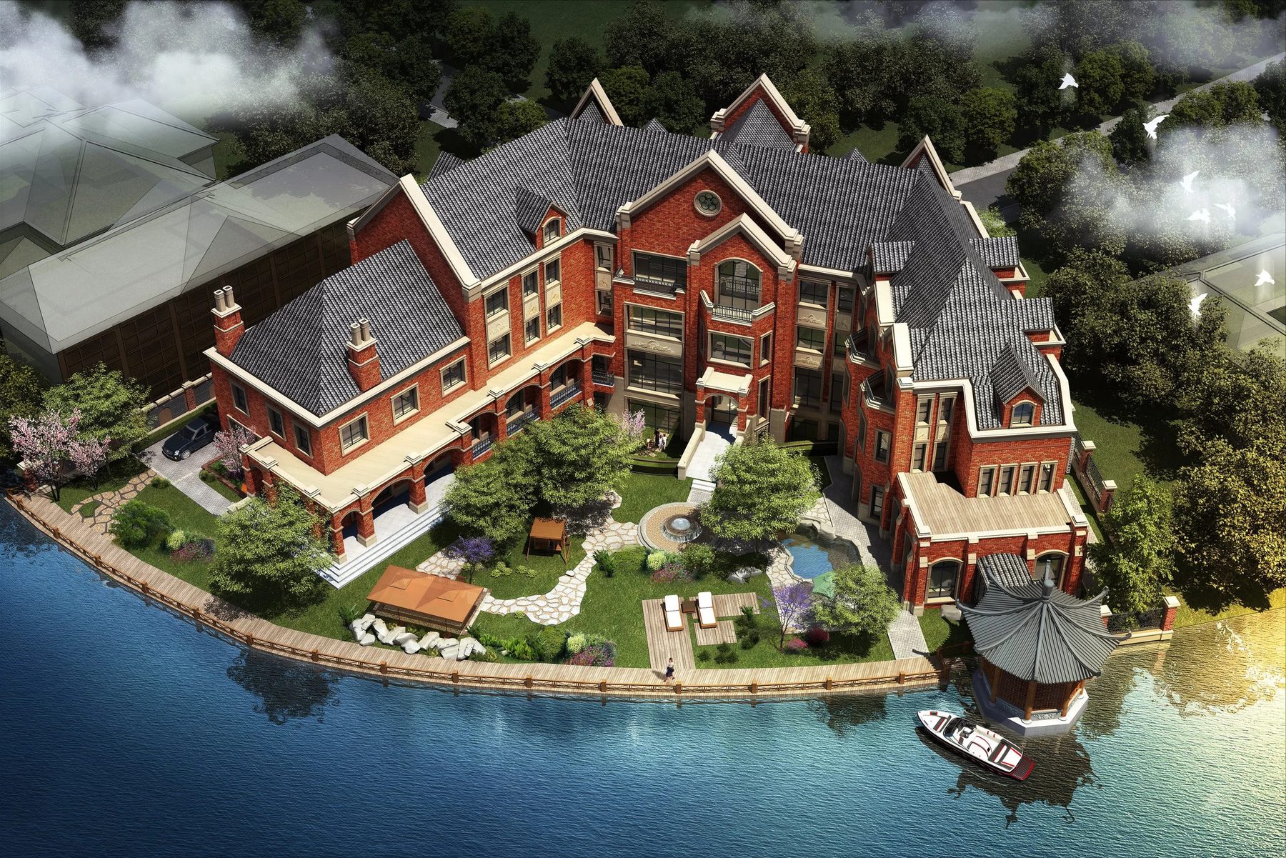 Bishui No. 1 — luxury single-family villa, aerial view